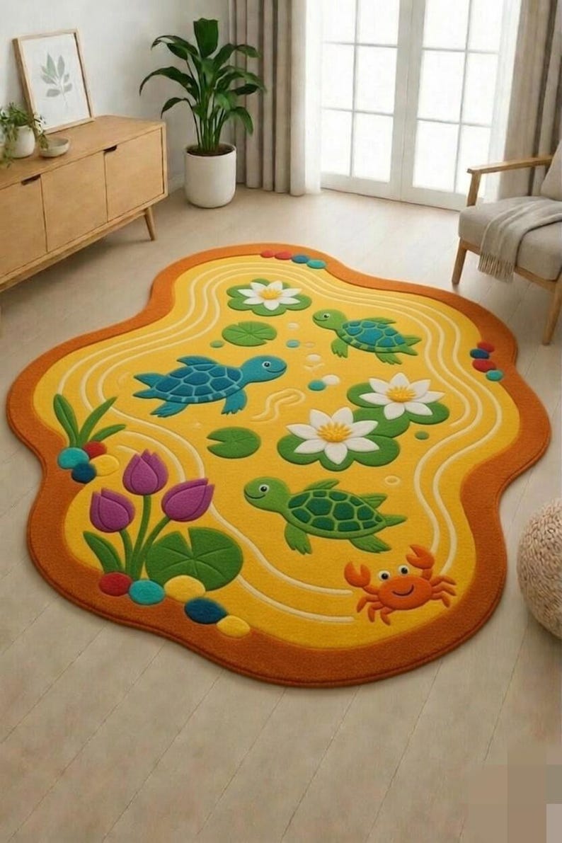 Kids Turtle Area Rug, Cartoon Animal Nursery Carpet,irregular - Etsy