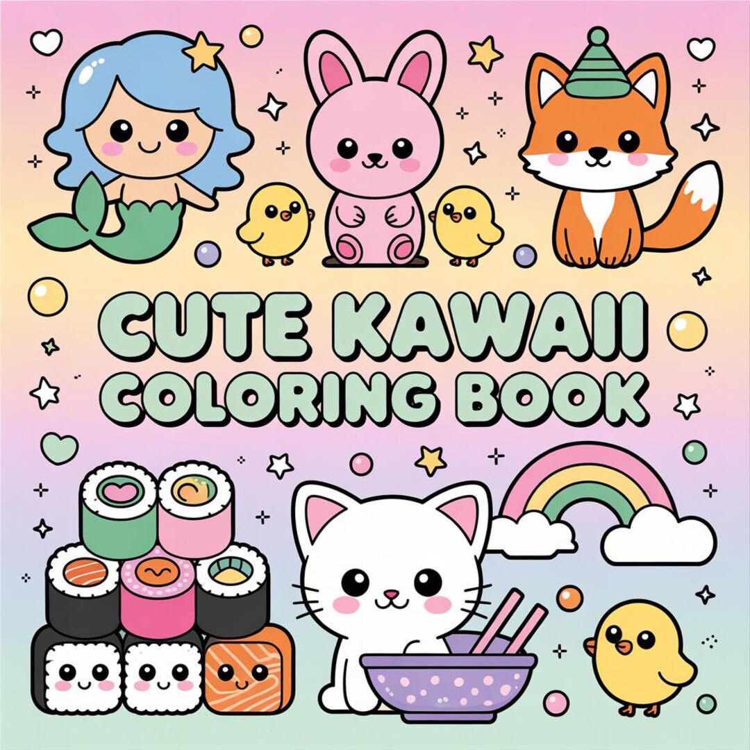 120+ Kawaii Coloring Pages for Kids Cute Coloring Page Mega Bundle ...