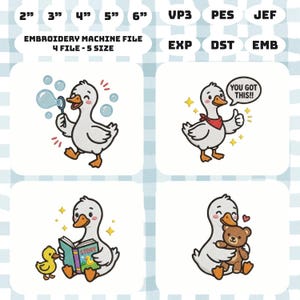 Child Life Goose Embroidery Design Bundle, Cute Goose Machine Embroidery Files, Pediatric Support Embroidery Pattern Set, 4 Designs