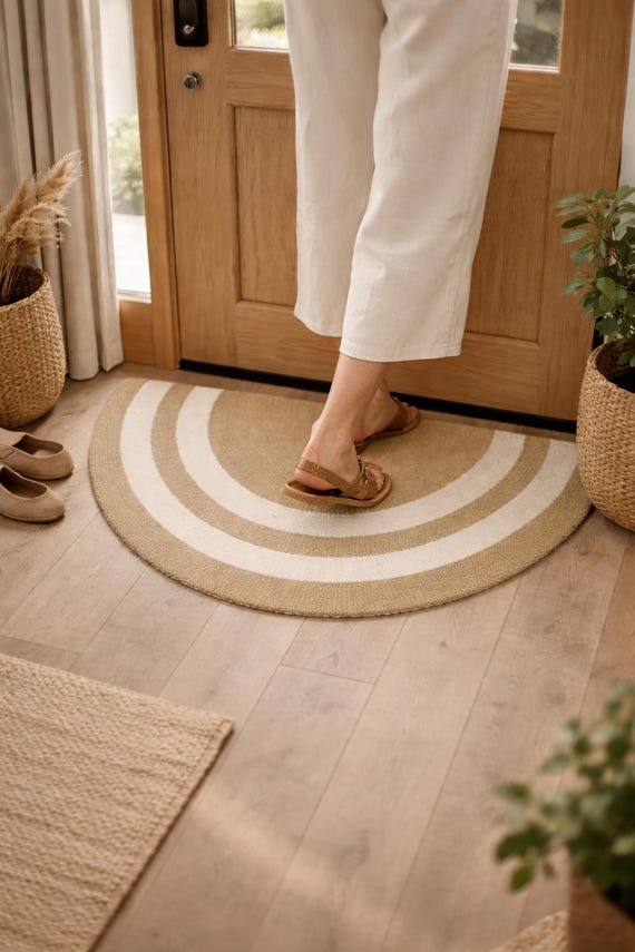 Half Moon Newzealand Wool Doormat, Semi Circle Rug