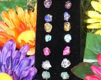 Crystal Gemstone wire wrapped studs