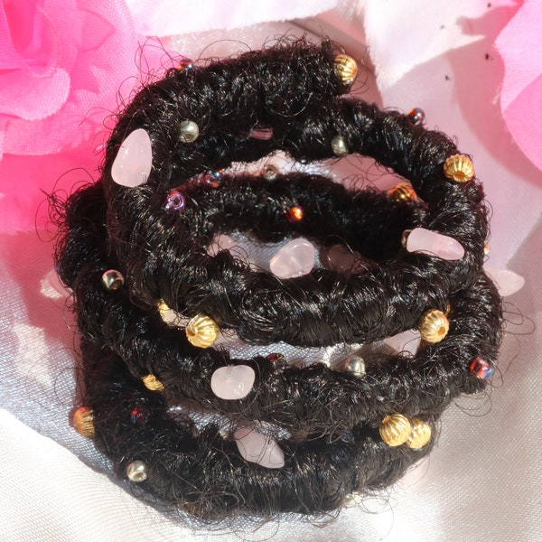 Flexible Rose Quartz love adorned textured loc wrap