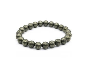 Natural Pyrite Stone Bracelet - 8mm Gemstone Healing Bracelet