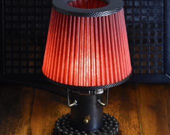 Air filter lamp, industrial decor, handmade upcycled.