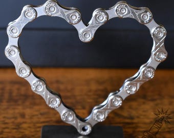 Metal heart made from bicycle chain, Mother's Day gift, handmade bicycle chain heart metal decor gift