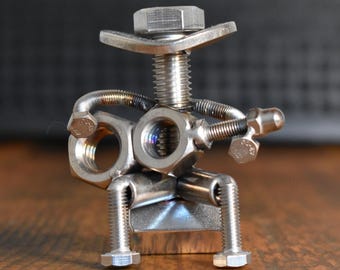 Guitar Cowboy Metal Figurine Screw Man Musician Gift Guitar Cowboy Metal Art Western Decor Stainless Steel Handmade Gift