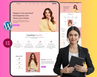 Plantilla de WordPress para coaching de vida / Tema Elementor Pro para coaching y blog femenino / Sitio web de crecimiento personal y bienestar