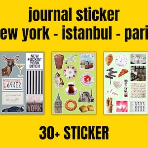 Pack d'autocollants City Vibes | Paris Istanbul | Stickers numériques esthétiques pour agenda et journal, jeu d'autocollants villes du monde, ville minimale