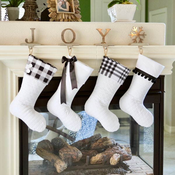 Black and White Plaid Stockings - Etsy