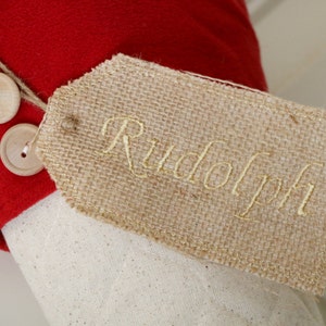 Stocking Tags Personalized Embroidered Burlap Stocking Tag, Reusable Gift Tag image 5