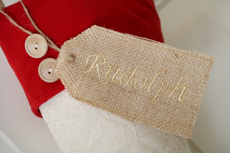 Stocking Tags Personalized Embroidered Burlap Stocking Tag, Reusable Gift Tag image 5