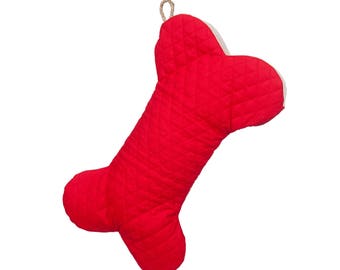 Red Quilted Dog Bone Stocking - Pet Stocking