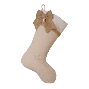 Quilted Christmas Stockings with Burlap Bow