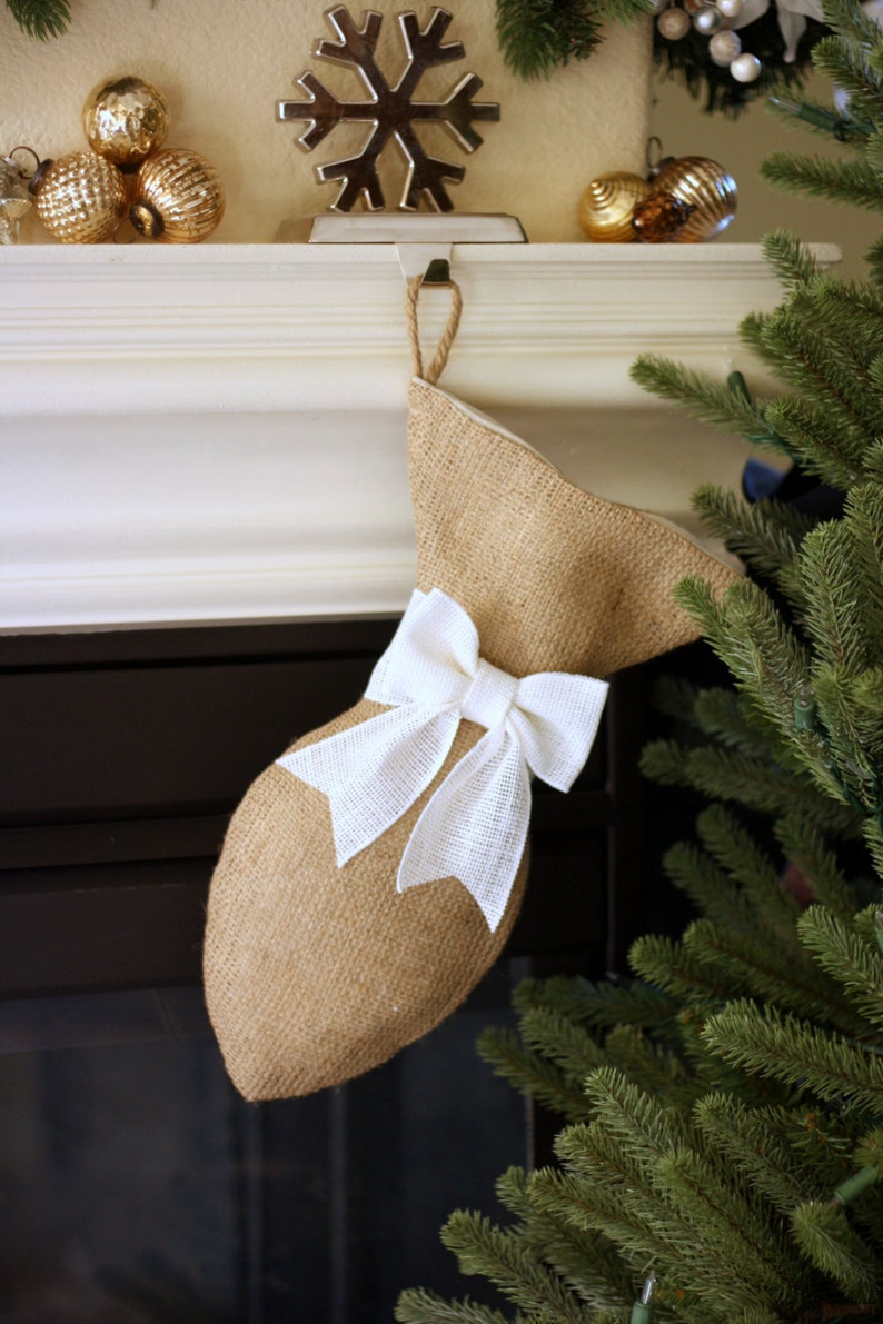 Burlap Cat Christmas Stocking with Optional Bow Pet