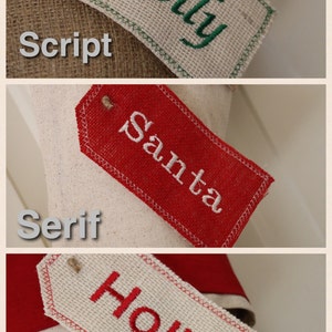 Stocking Tags Personalized Embroidered Burlap Stocking Tag, Reusable Gift Tag image 6