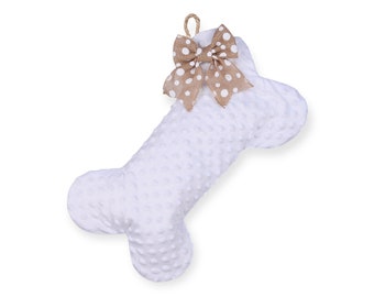 Dog Bone Stocking - White Minky Dog Stocking