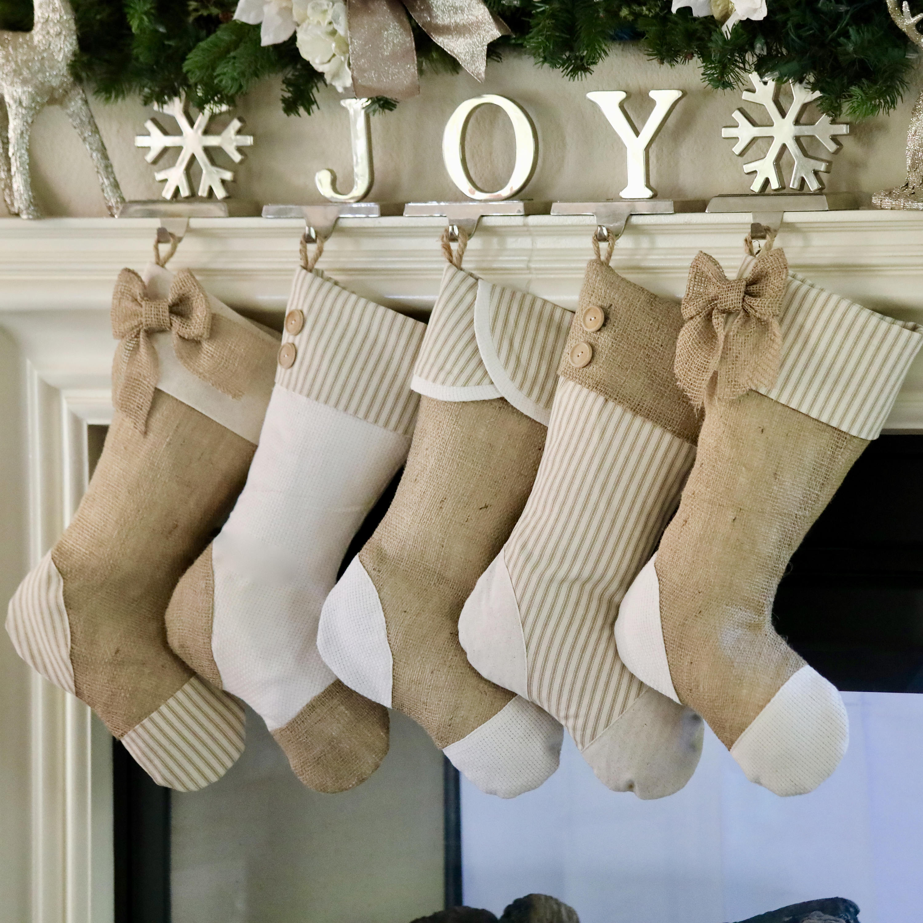 Christmas Stockings for Family Set of Five 5 Taupe  Etsy