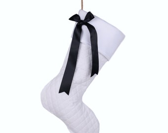 Black and White Christmas Stocking - Style B - Quilted Christmas Stockings