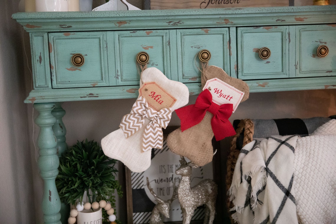 Dog Bone Stocking With Stocking Tag Mini Bone and Etsy