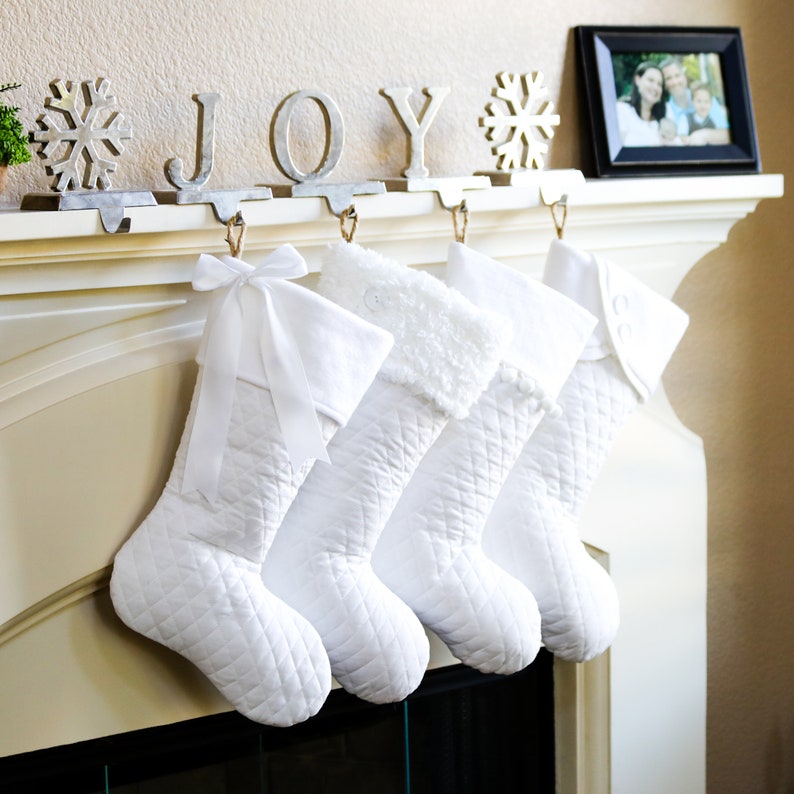 White Christmas Stocking White Quilted Stocking Style D - Etsy