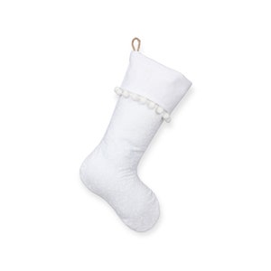 White Christmas Stocking - White Holly Print Stocking -  Style I