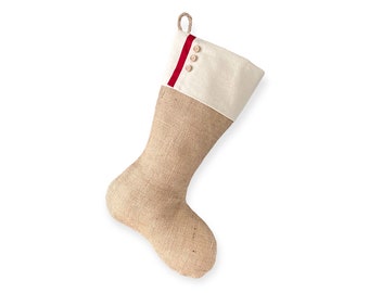 Burlap Stocking with Red Accents- Style S