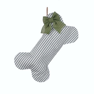 Green Stripe Dog Bone Stocking - Christmas Stocking for Dogs - Pet Stocking