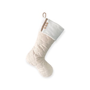Quilted Christmas Stockings with Wood Buttons - Neutral Colors and Tones