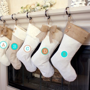 Christmas Stockings with Burlap Accents Madison Collection Set of Five 5 Custom Stockings image 2