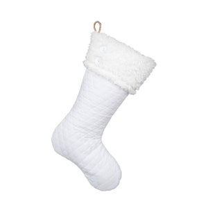 White Christmas Stocking - White Quilted Stocking -  Style D