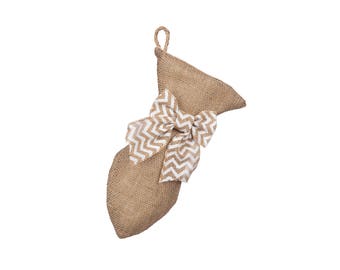 Mini-Fish Stockings - Natural Burlap Pet Stocking - Cat Christmas Stocking