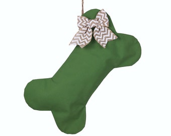 Green Dog Bone Stocking - Christmas Stocking for Dogs - Pet Stocking