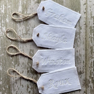 White Christmas Stockings with Optional Personalized Stocking Tags, Set of 4 image 7