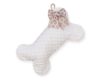 Ivory Minky Dog Bone Stocking - Christmas Stocking for Dogs - Pet Stocking