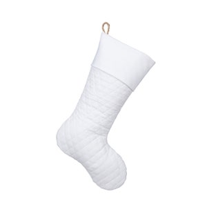 White Christmas Stocking - White Quilted Stocking -  Style J