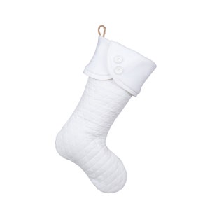 White Christmas Stocking - White Quilted Stocking -  Style A