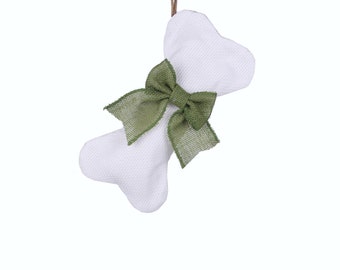 Mini-Dog Bone Stockings - White Woven Pet Stocking