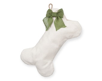 Woven Dog Bone Christmas Stocking with Optional Bow - Pet Stocking