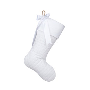 White Christmas Stocking - White Quilted Stocking -  Style B