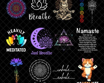Meditation Png bundle, Yoga Png Bundle, Meditation Png, Yoga Quotes Png, Meditation Quotes Png, Yoga Pose Png, Namaste png, Motivational Png