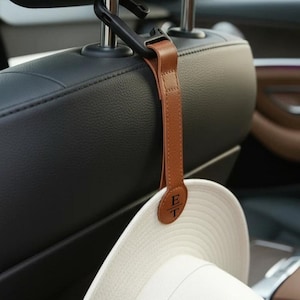 Cowboy Gift for Him, Customizable Leather Hat Magnet, Engravable Hanging Car Accessory, Equestrians, Golfers, Personalized Car Hook