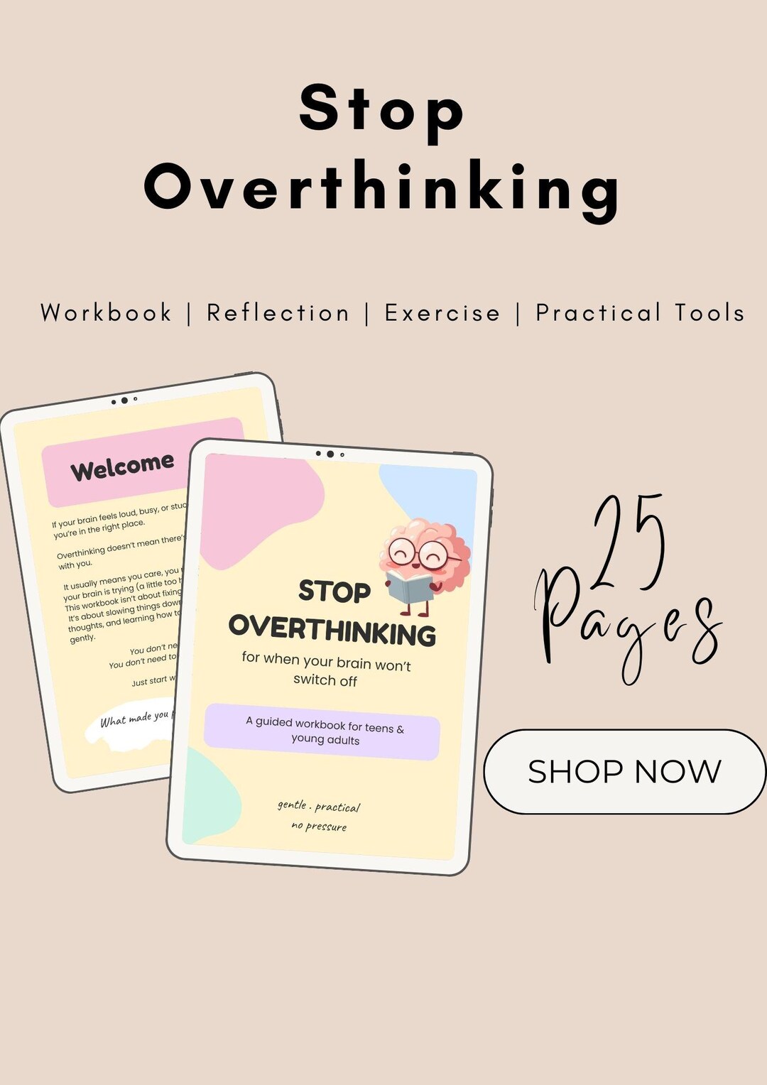 Stop Overthinking Workbook for Teens | Anxiety Journal (printable PDF ...