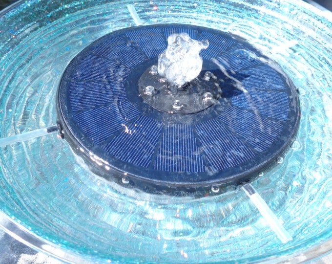 Solar Water Fountain, Custom Hand Sparkled Hanging Ribbed Bowl With