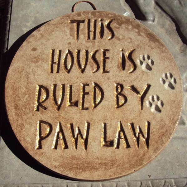 Cast Cement Stone Dog Law Wall Hanging