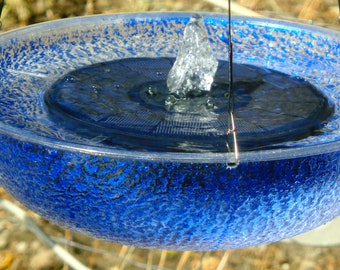 Hanging Solar Lighted Water Fountain, Completely Solar Powered, Bird Lovers Love the relaxtion qualities and bird action.