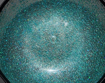 Large Flat Surface Birdbath, Fourteen Inches,  Ocean, Mermaid Sparkle, One Only