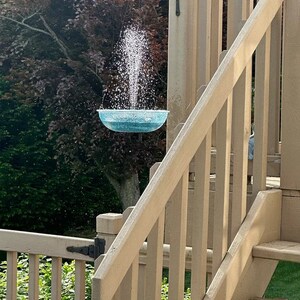 Ocean Blue Sparkle Custom Hanging Bowl with Premium 3.5w Lighted Bubbling Solar Water Fountain, Solar-Powered, Birdbath Free Shipping