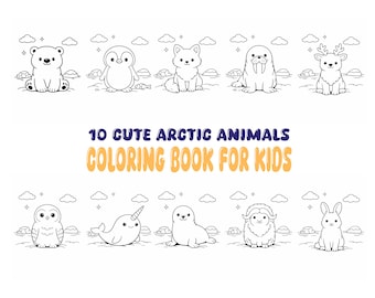Tiere der Arktis zum Ausmalen für Kinder | Malbuch Winter | Druckbares PDF