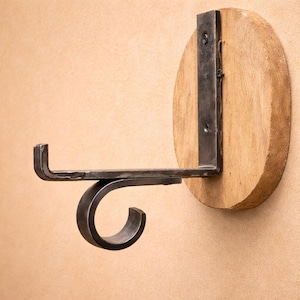 Wspornik półki 1″ z uchwytem na karnisz | Wspornik półki i zasłon | Rustykalne okucia stalowe