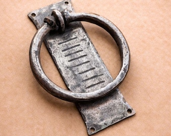 Handgeschmiedete Schmiedeeisen Türklopfer | Schmied Gehämmerter Ring | Rustikale Bauernhaus antike Türbeschläge